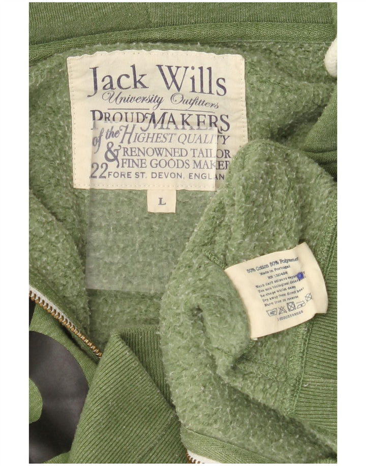 JACK WILLS Maglione con cappuccio e zip grafica da uomo grande in cotone verde