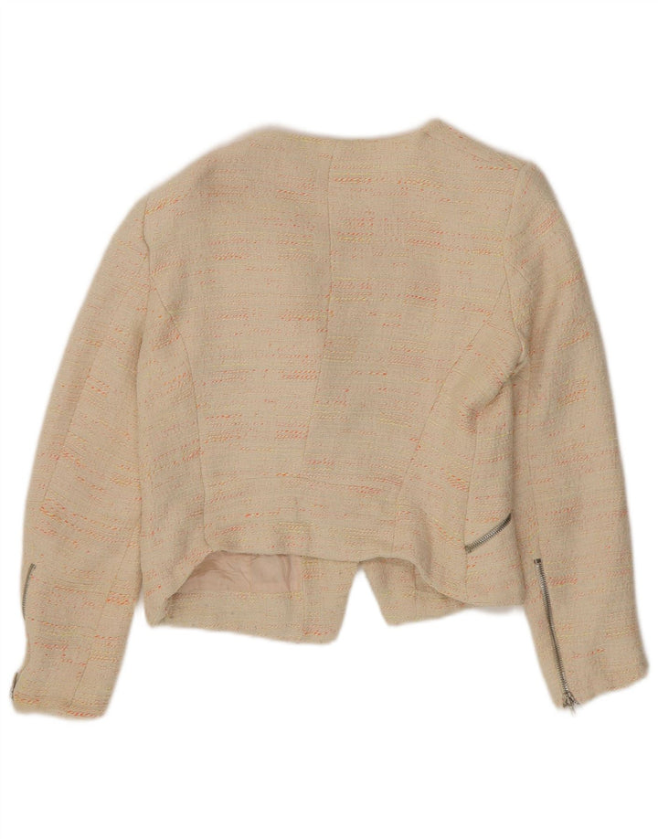 Giacca blazer corta da donna Zara UK 12 Cotone screziato beige medio