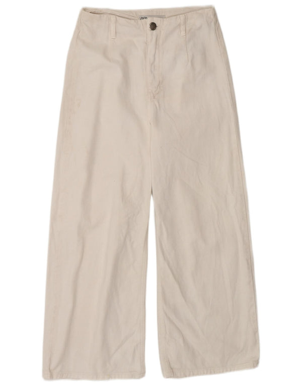 Jeans Zara da donna a vita alta a gamba larga EU 36 XS W26 L26 Cotone bianco