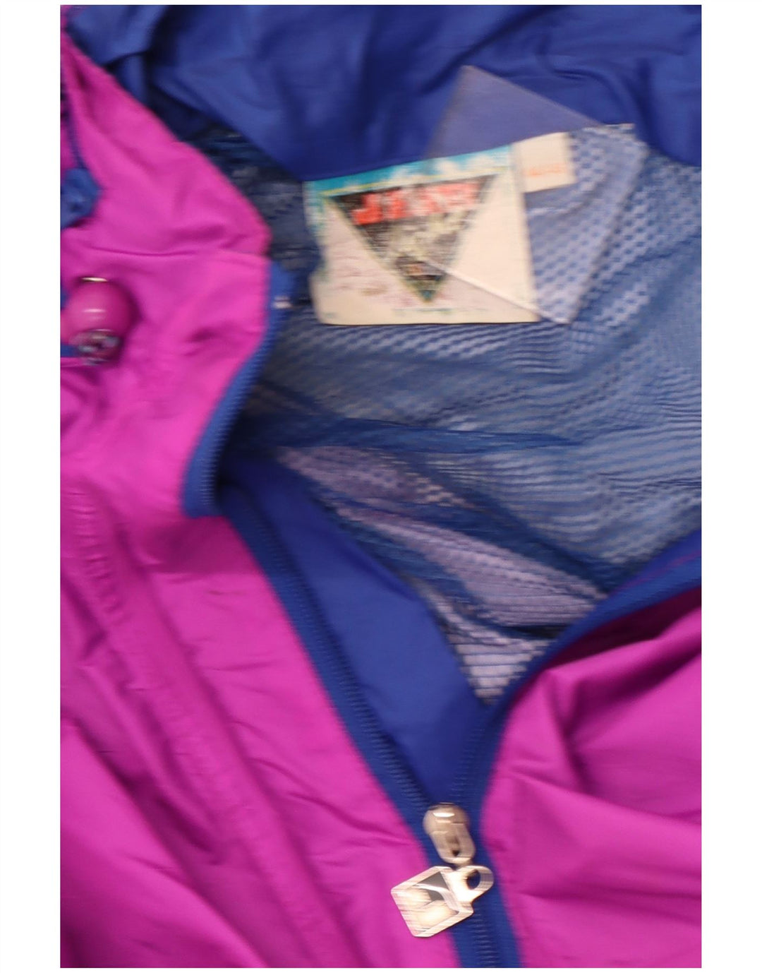 Giacca antipioggia con cappuccio da donna J JEANTEX UK 44/46 2XL Viola color block