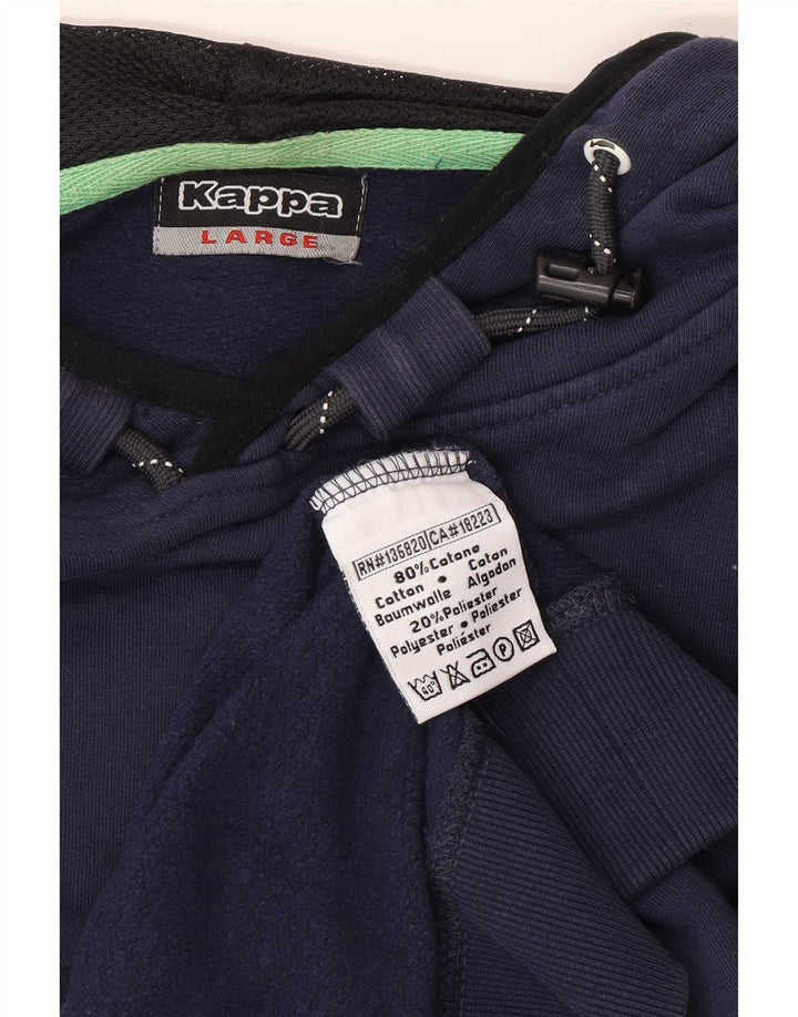 Felpa con cappuccio da uomo Kappa grande in cotone blu navy