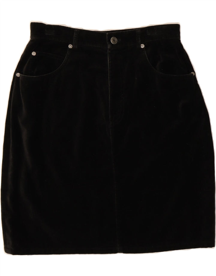 VINTAGE Womens Mini Skirt UK 8 Small W27 Black Cotton Vintage Vintage and Second-Hand Vintage from Messina Hembry 