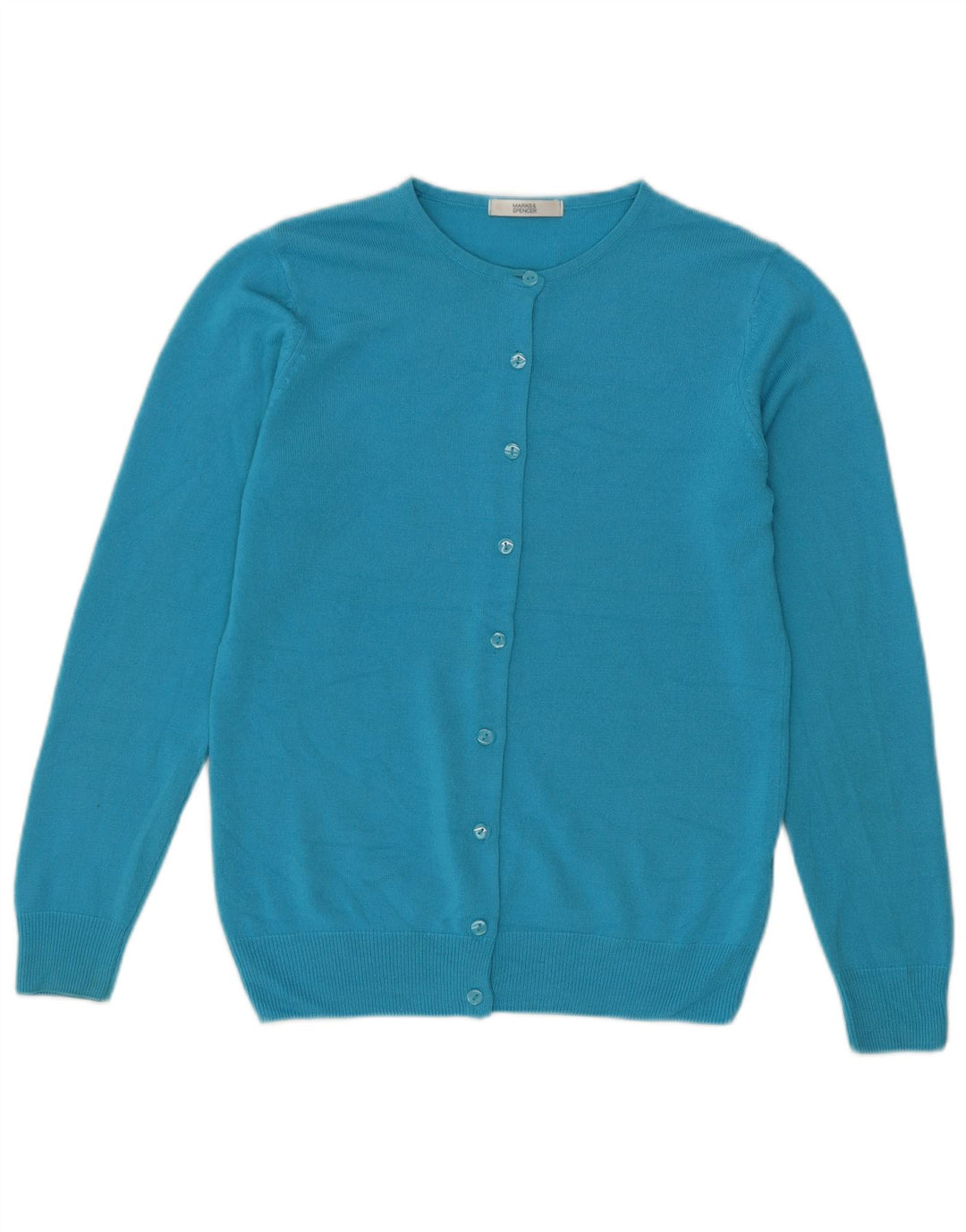 Maglione cardigan da donna Marks & Spencer UK 8 piccolo acrilico turchese