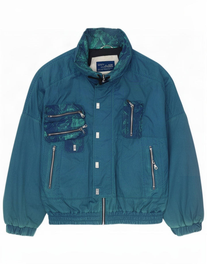 Giubbotto bomber vintage da uomo IT 50 grande poliestere blu