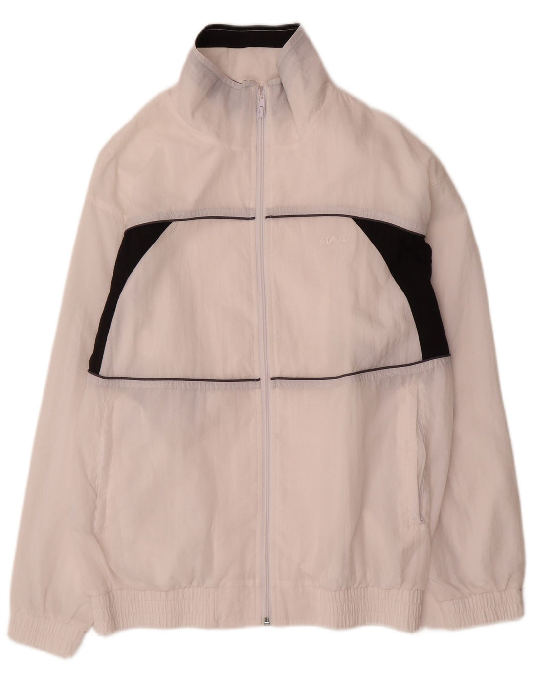 Giacca da tuta da donna vintage UK 12 color block bianco medio