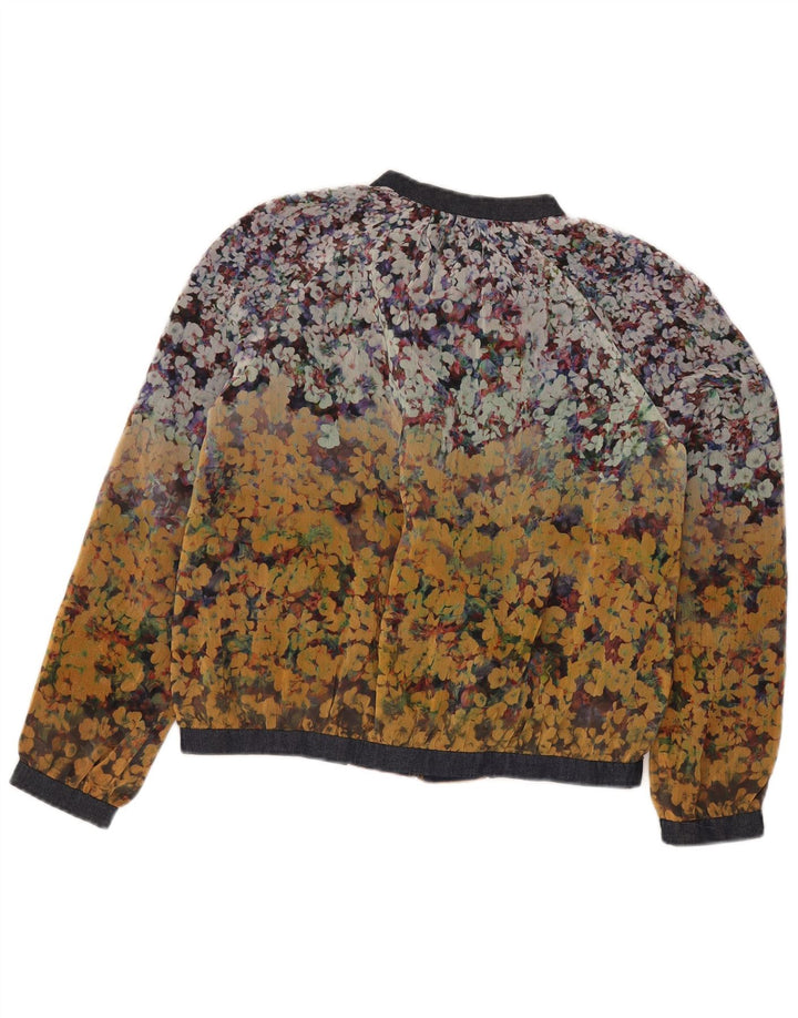 Giubbotto bomber oversize da donna Zara UK 10 piccolo poliestere floreale giallo