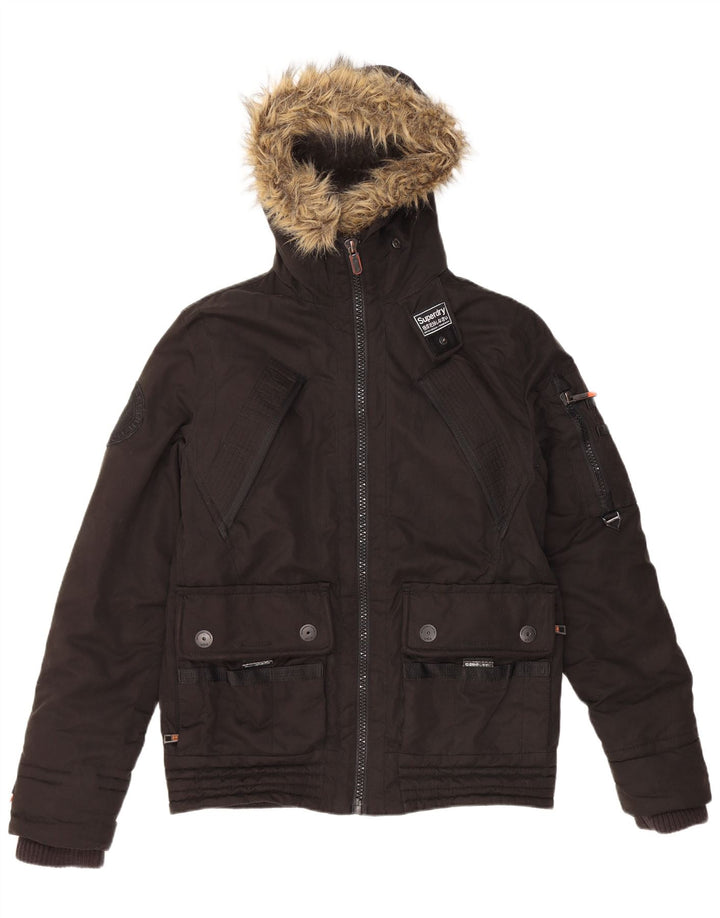 Giacca imbottita bomber con cappuccio da uomo Superdry UK 38 poliestere nero medio