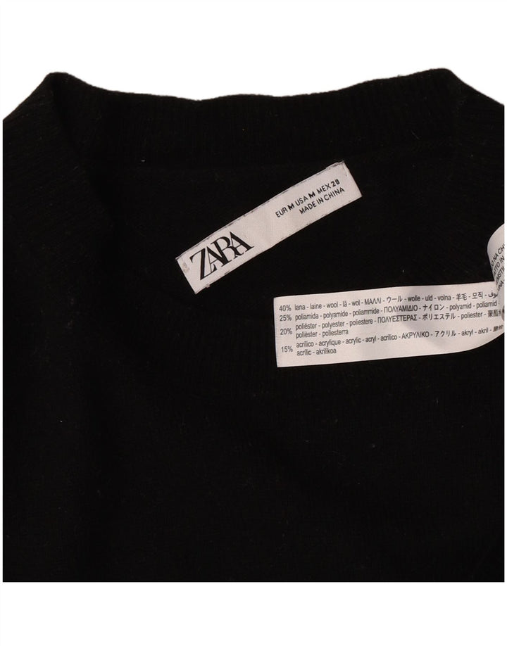 Maglione maglione girocollo oversize da donna Zara UK 14 lana nera media