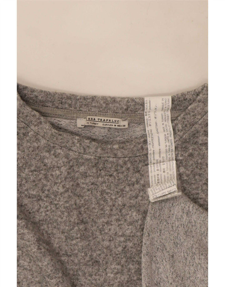Camicetta a maniche lunghe Zara Trafaluc da donna UK 14 Grigio medio chiazzato