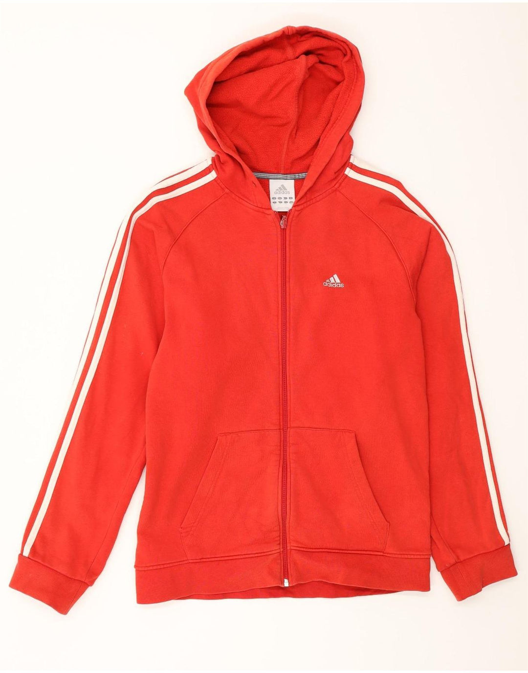 Maglione con cappuccio e zip Adidas da uomo piccolo in cotone rosso