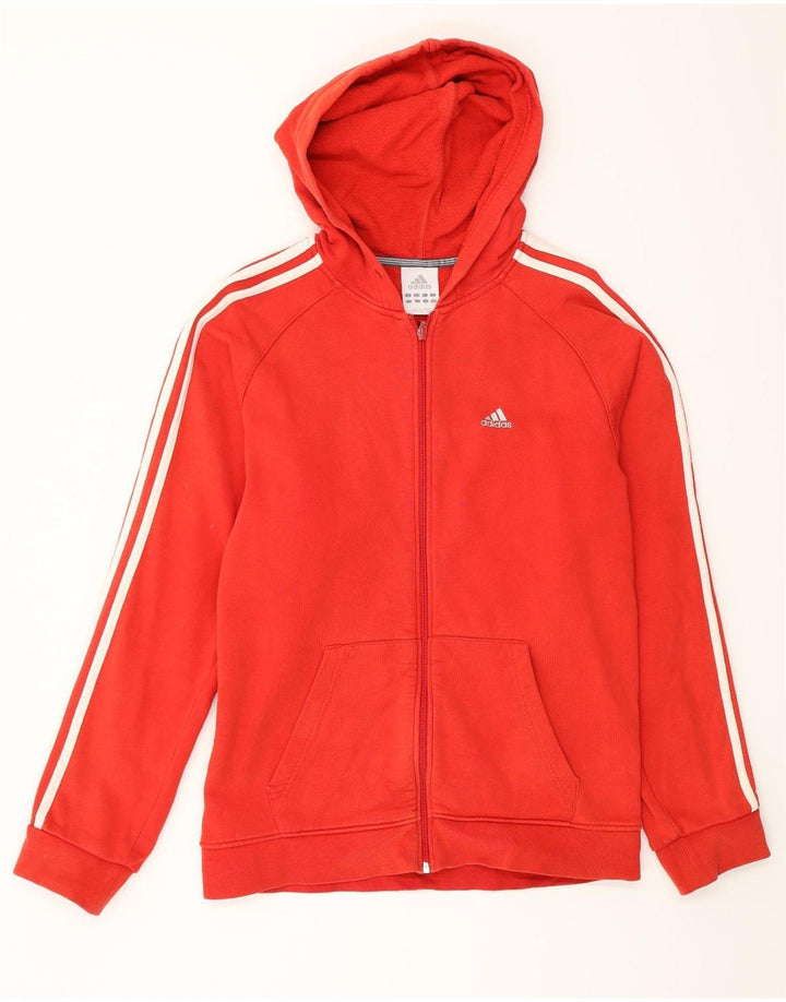 Maglione con cappuccio e zip Adidas da uomo piccolo in cotone rosso