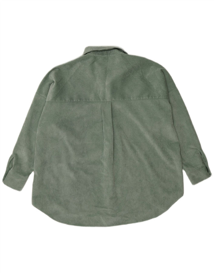 Camicia da donna oversize in velluto a coste Zara UK 14 Poliestere verde medio