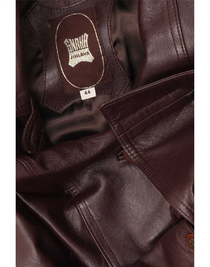 Cappotto in pelle vintage da donna IT 44 Marrone medio