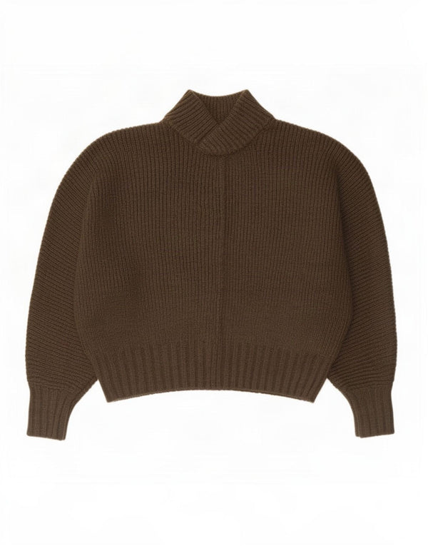 Maglione maglione oversize con collo dolcevita da donna Zara UK 16 grande cachi
