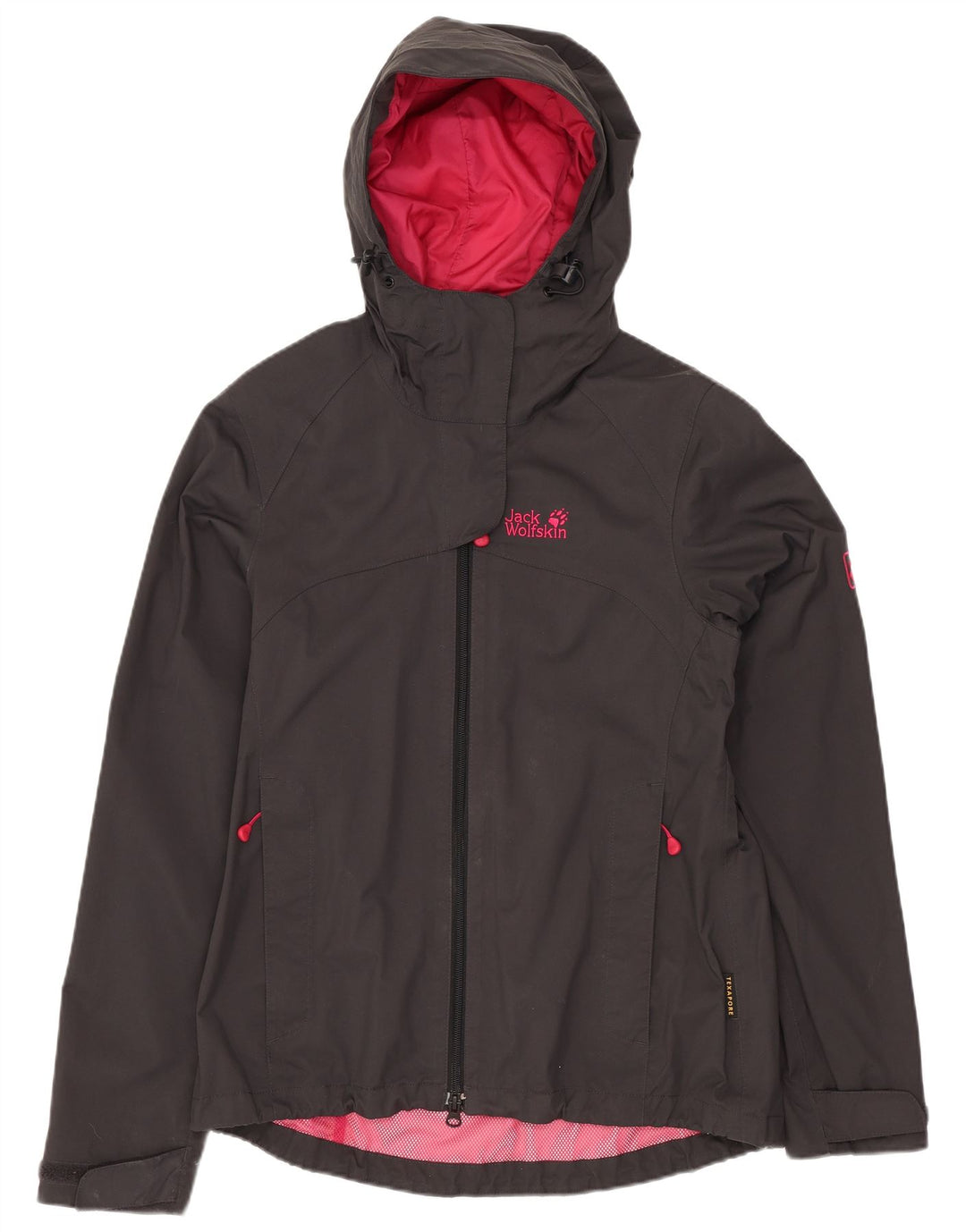 Giacca antipioggia con cappuccio da donna Jack Wolfskin UK 8/10 Small Grigio Poliammide