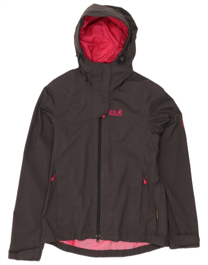 Giacca antipioggia con cappuccio da donna Jack Wolfskin UK 8/10 Small Grigio Poliammide