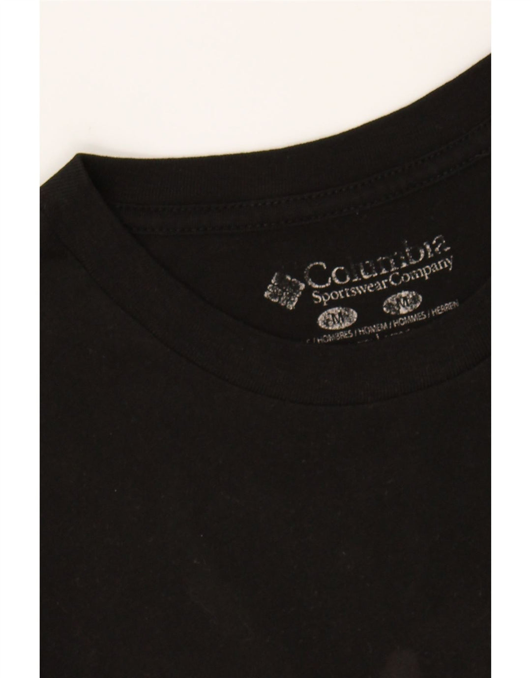 COLUMBIA Mens Graphic T-Shirt Top Medium Black Cotton Vintage Columbia and Second-Hand Columbia from Messina Hembry 
