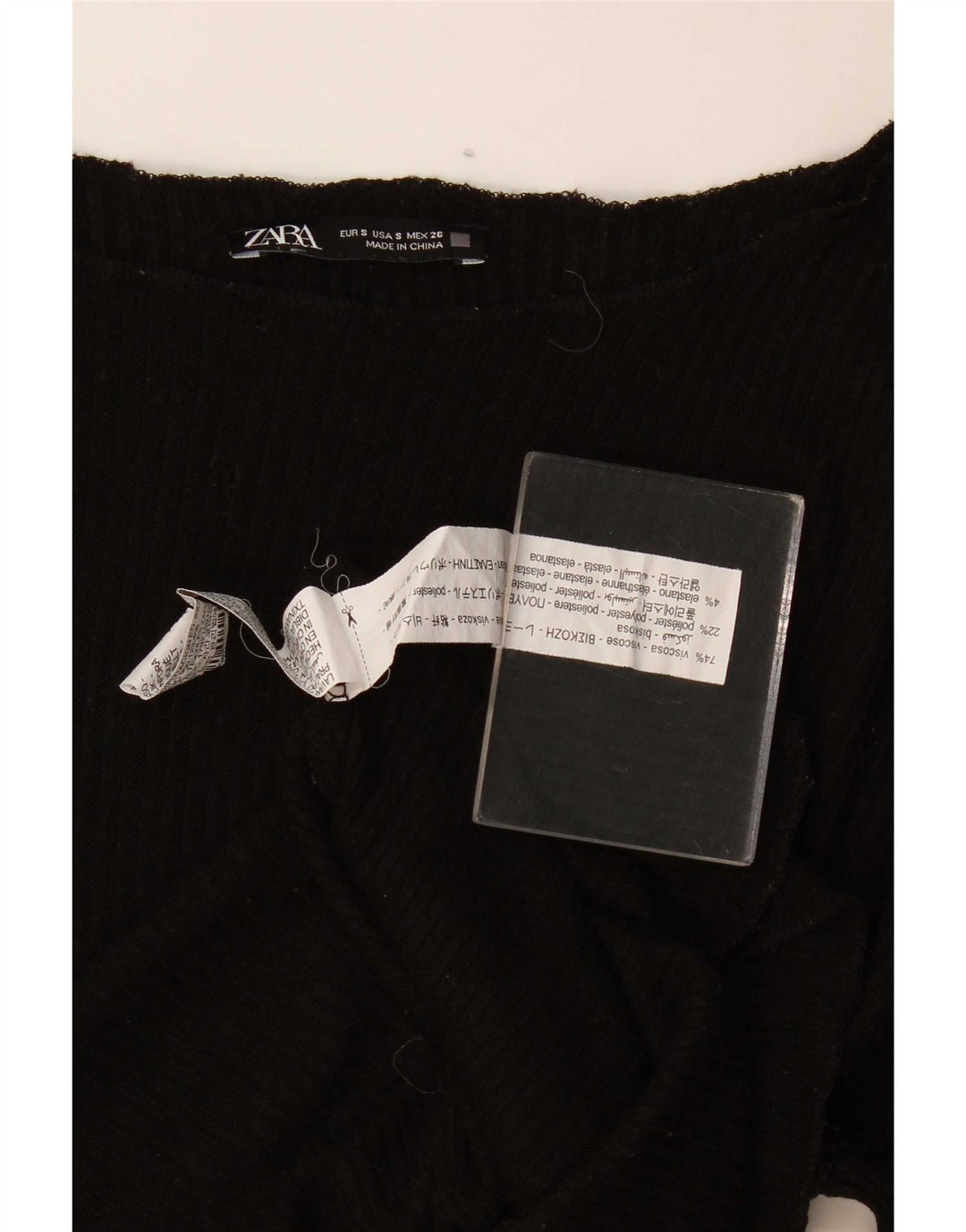 Top Zara da donna oversize a maniche lunghe UK 10 piccolo in viscosa nera