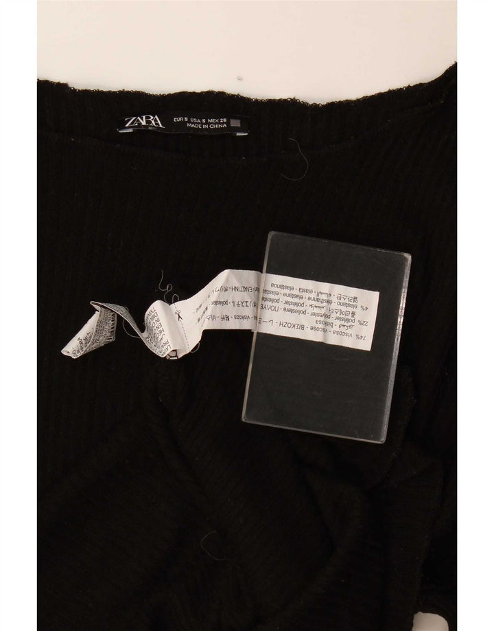 Top Zara da donna oversize a maniche lunghe UK 10 piccolo in viscosa nera