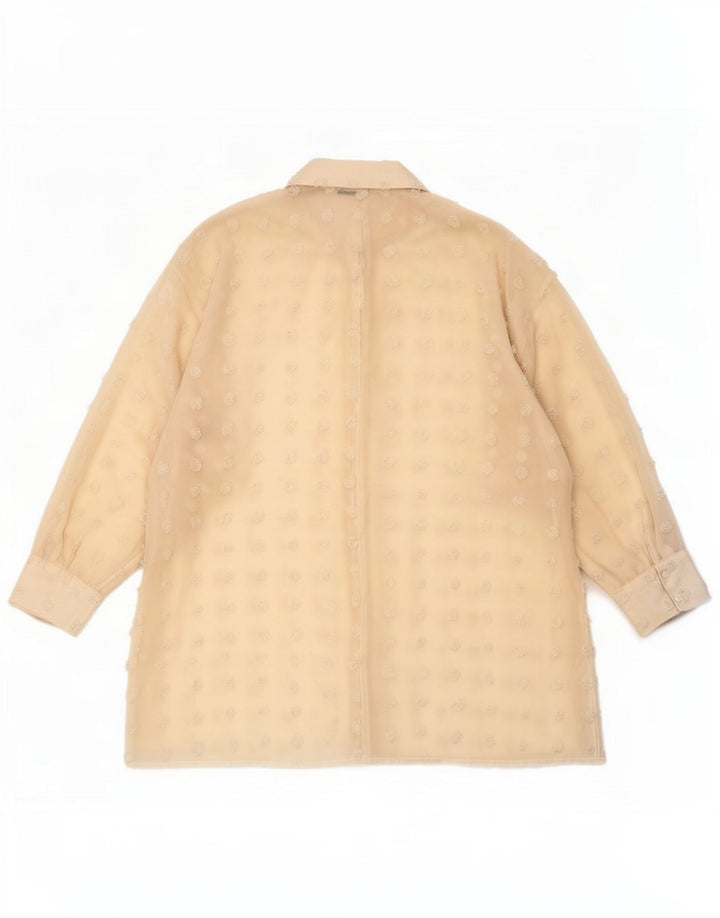 Camicetta a camicia lunga oversize da donna Zara UK 10 piccola beige maculata