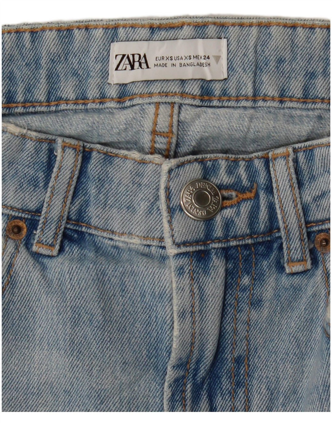 ZARA Womens Denim Skirt XS W24  Blue Cotton
