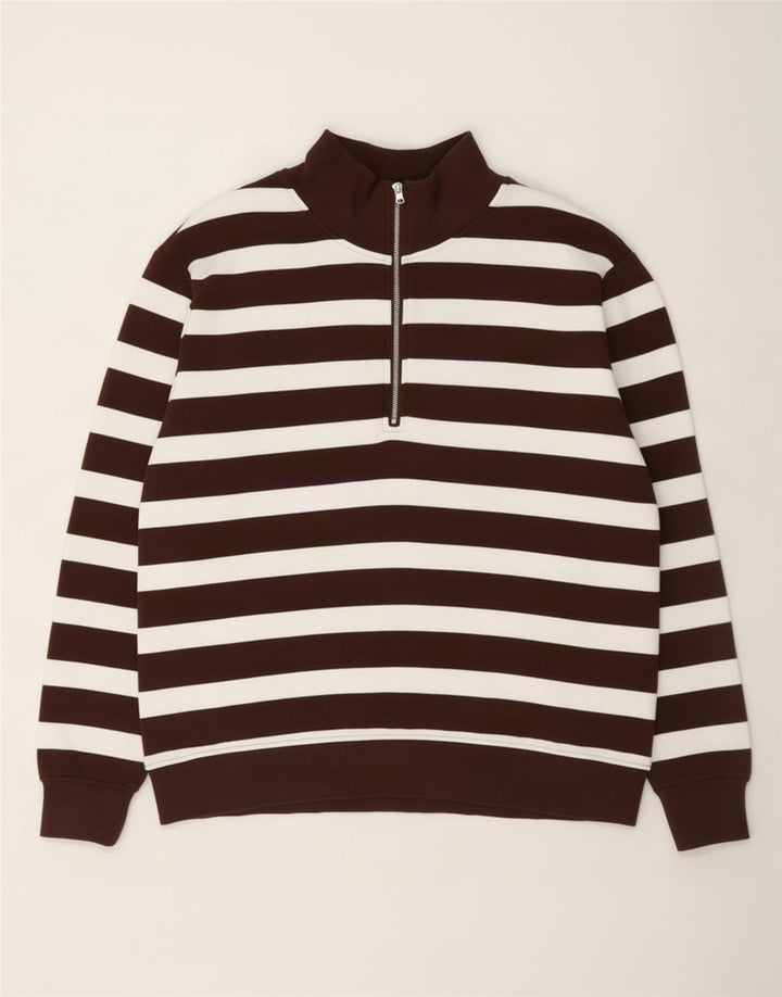 Felpa da donna Marks & Spencer Jumper UK 12 Marrone medio a righe