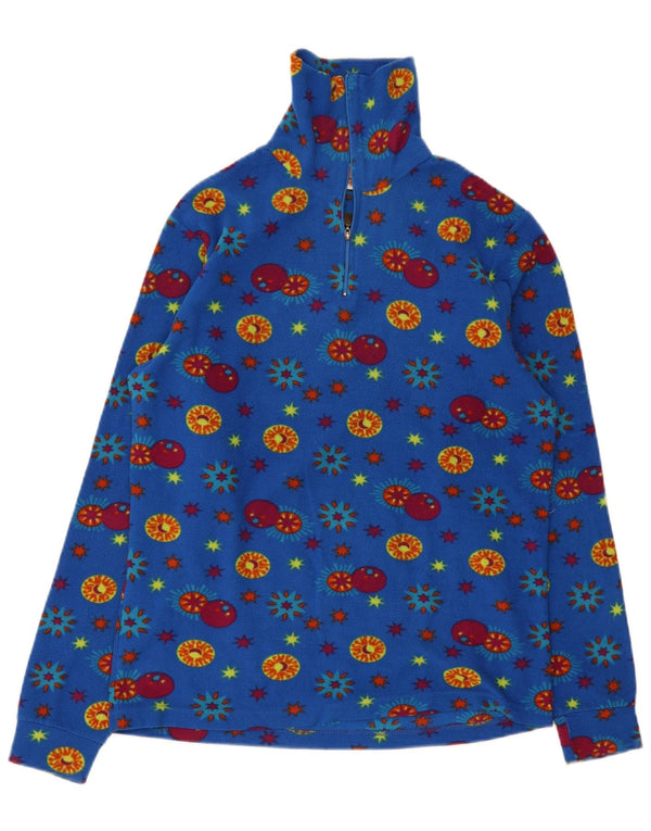 Conte of Florence Maglione in pile da uomo con zip e collo blu medio floreale