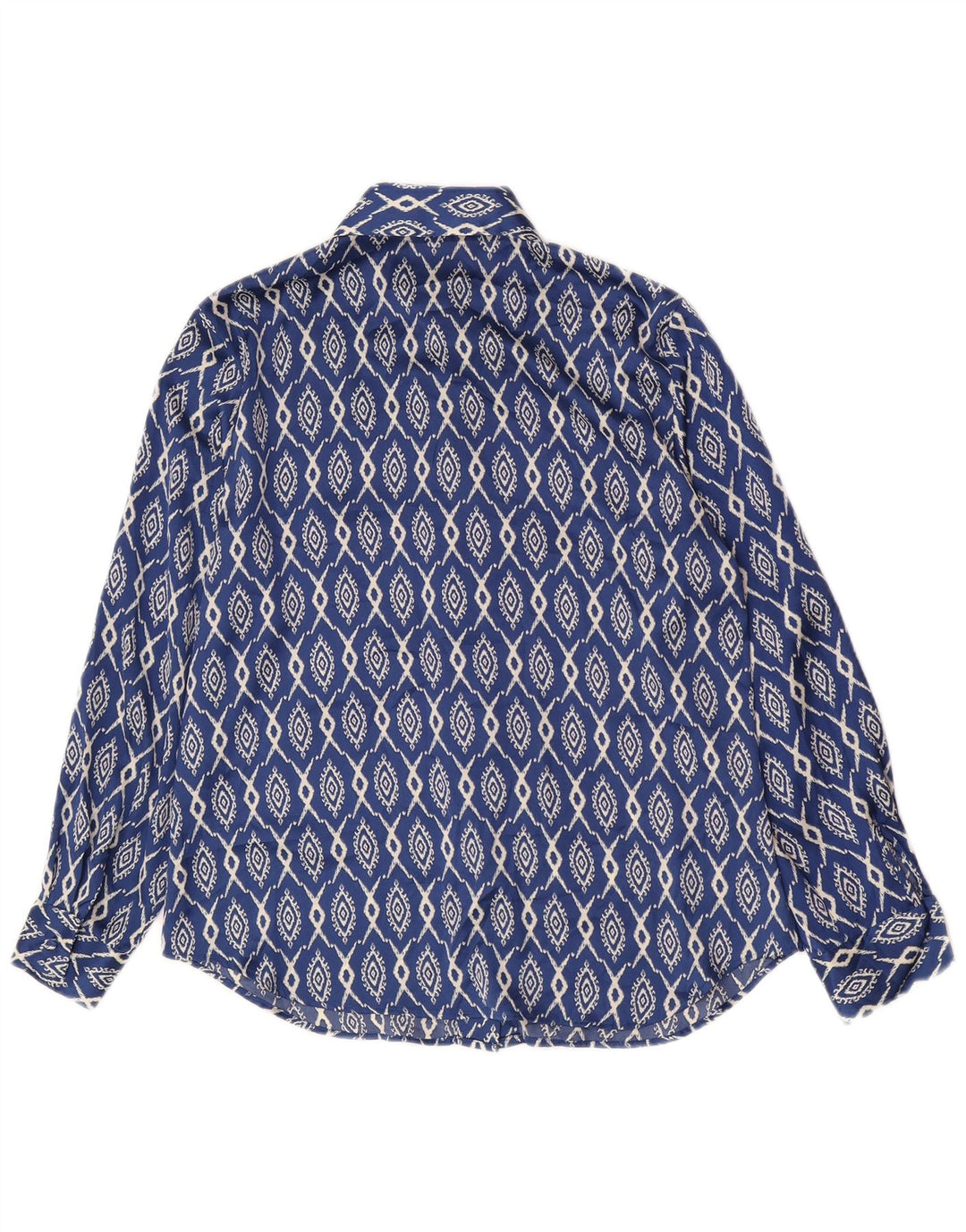 Camicia Zara Donna UK 10 Small Blu Ikat