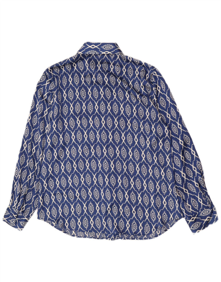 Camicia Zara Donna UK 10 Small Blu Ikat