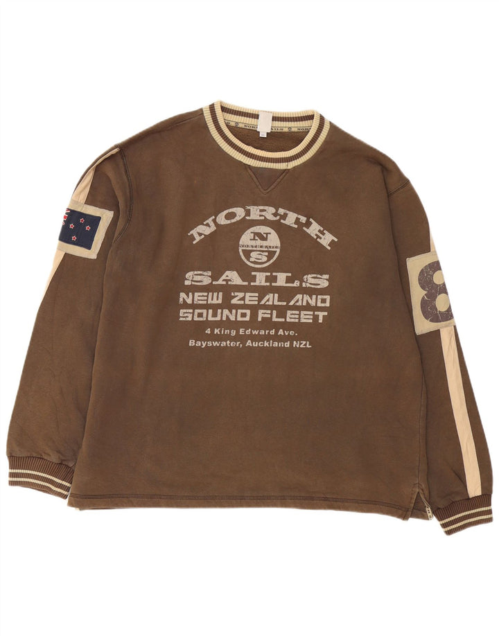Felpa grafica da uomo North Sails Maglione XL Cotone color block marrone