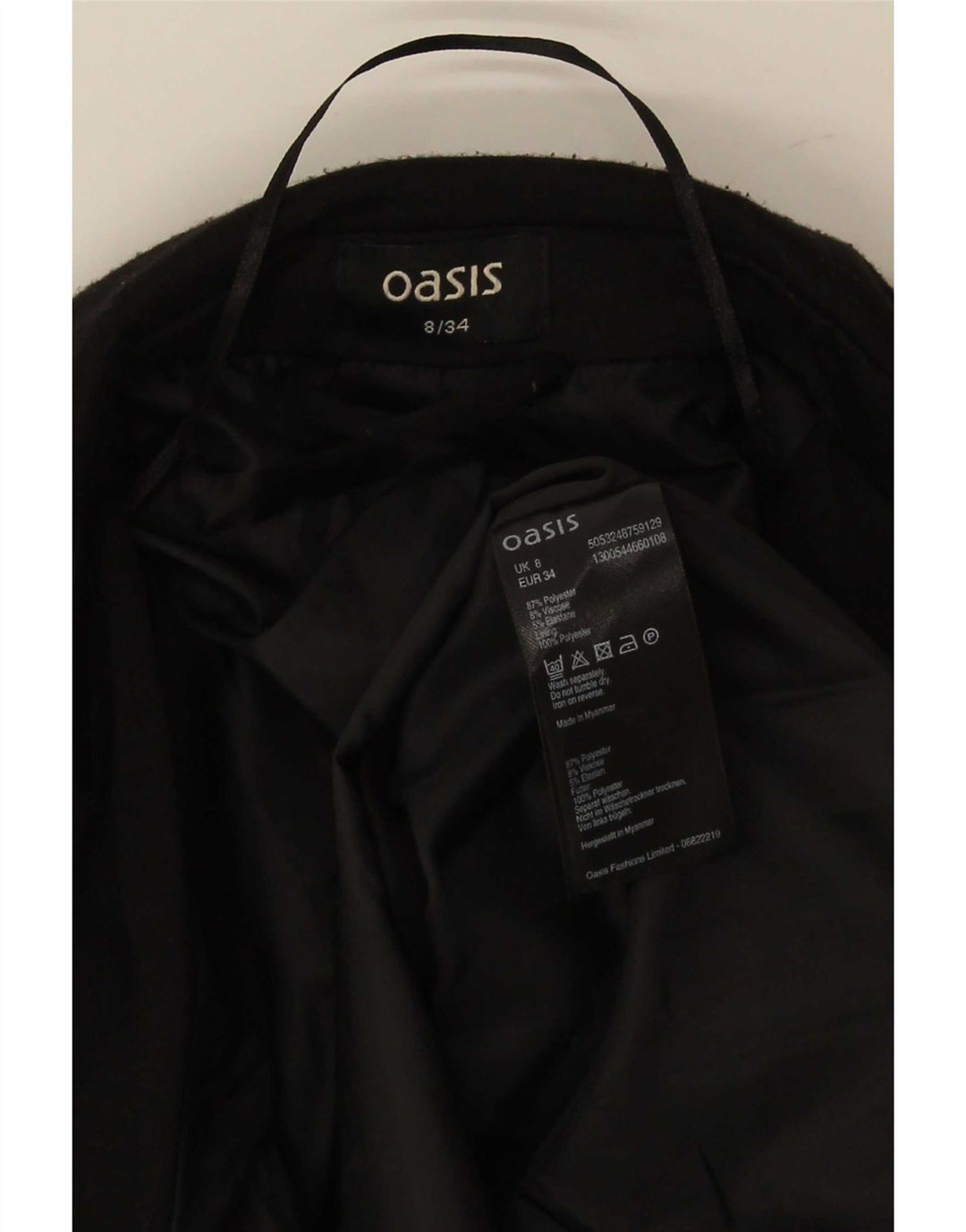 Giacca blazer aperta da donna Oasis UK 8 piccola poliestere nero