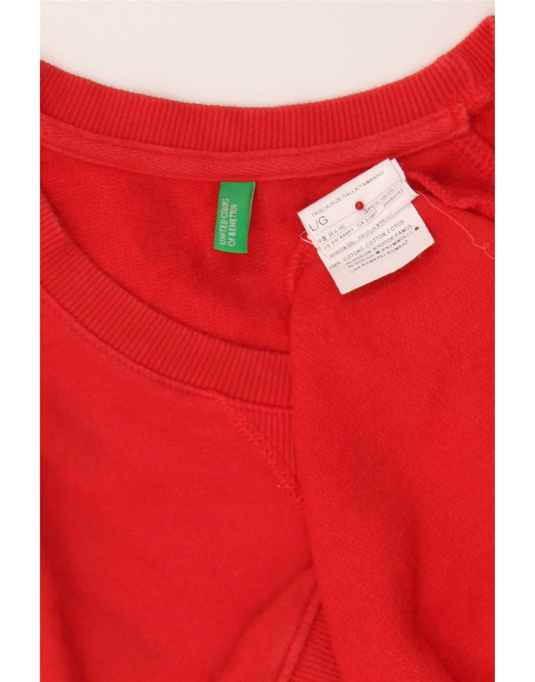 Benetton Felpa Uomo Maglione Large Rosso Cotone