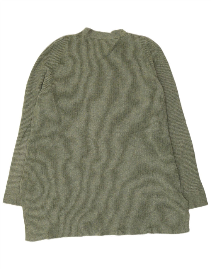 MARKS & SPENCER maglione da donna con scollo a V UK 16 grande poliestere verde