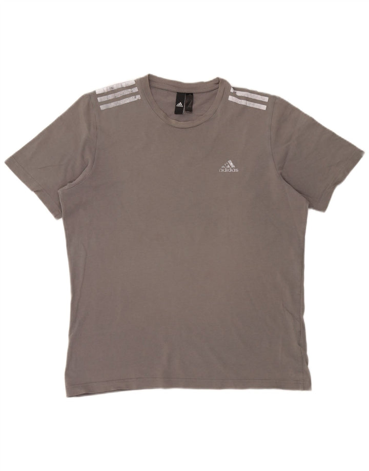 T-shirt da uomo Adidas Top in cotone grigio medio