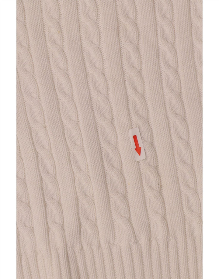 Maglione maglione con scollo a V da donna Ralph Lauren UK 16 grande cotone bianco