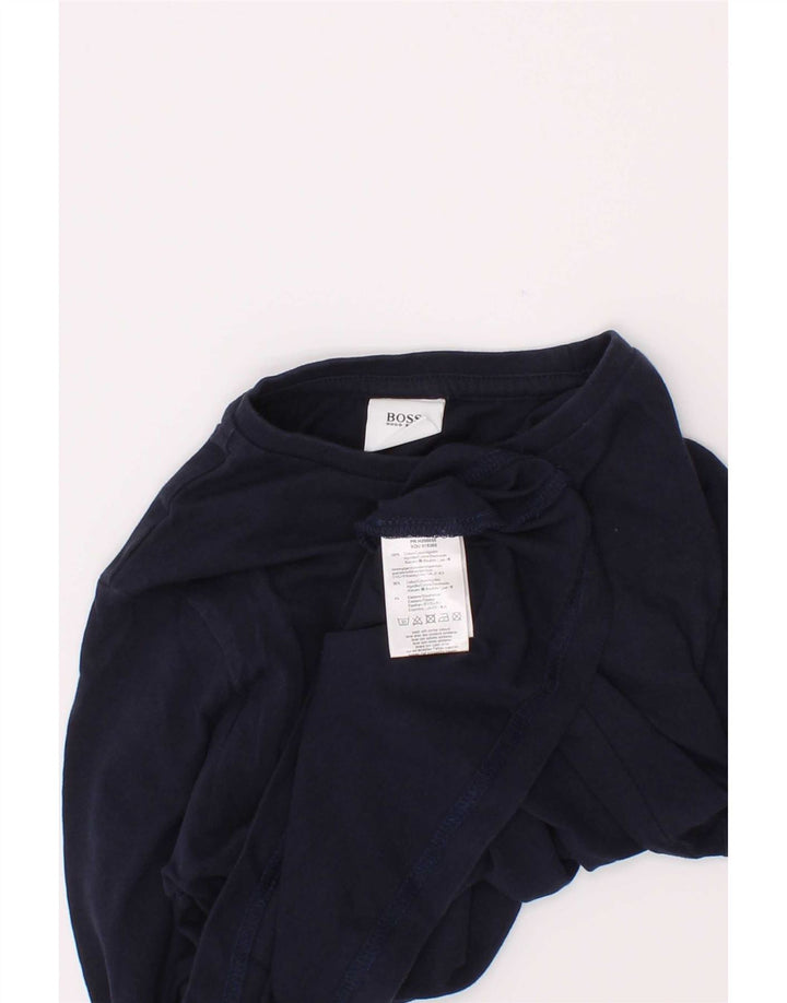 Top grafico da ragazzo Hugo Boss a maniche lunghe 7-8 anni in cotone blu navy