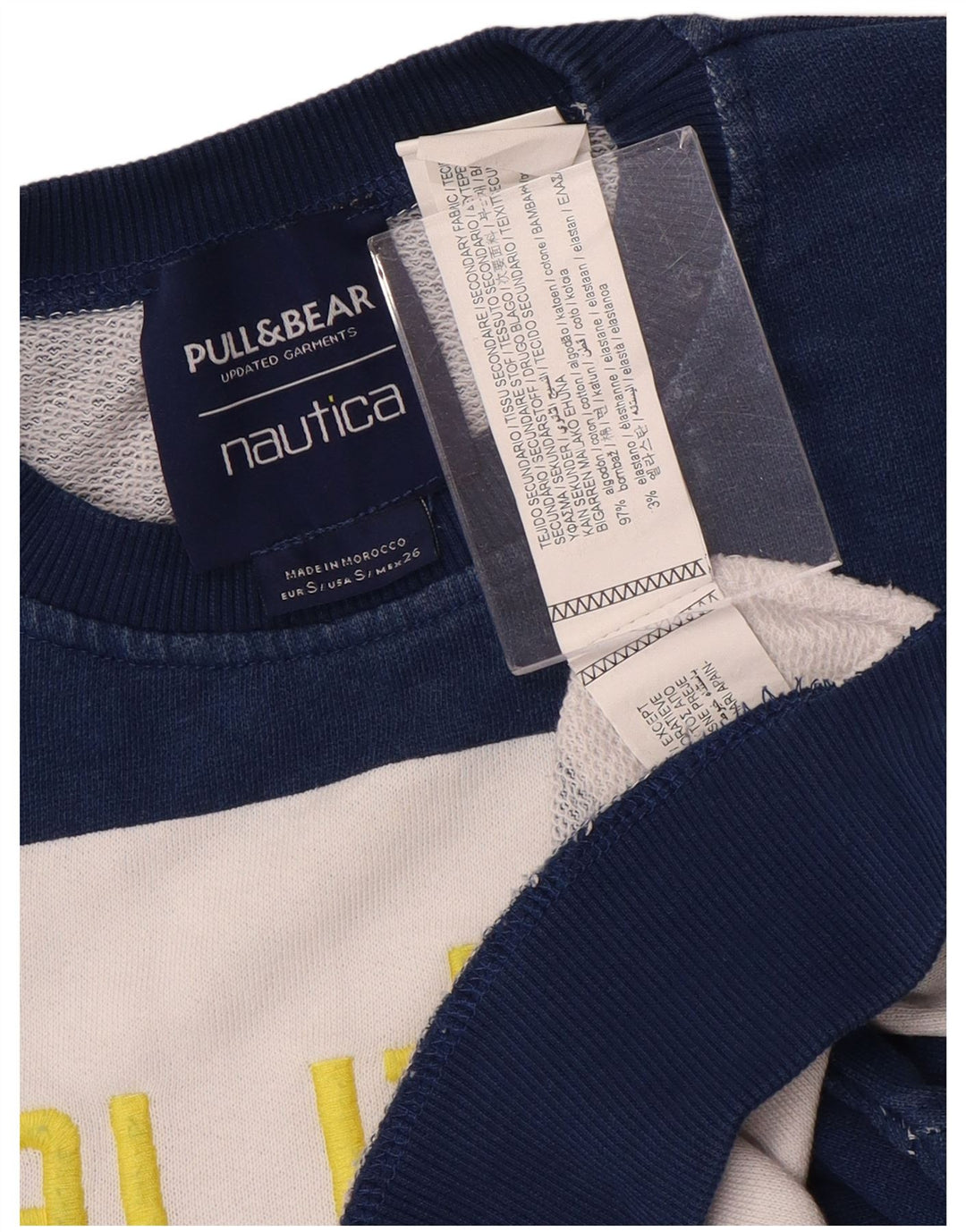 NAUTICA Donna Felpa Oversize Maglione UK 10 Small Blu Navy a Righe