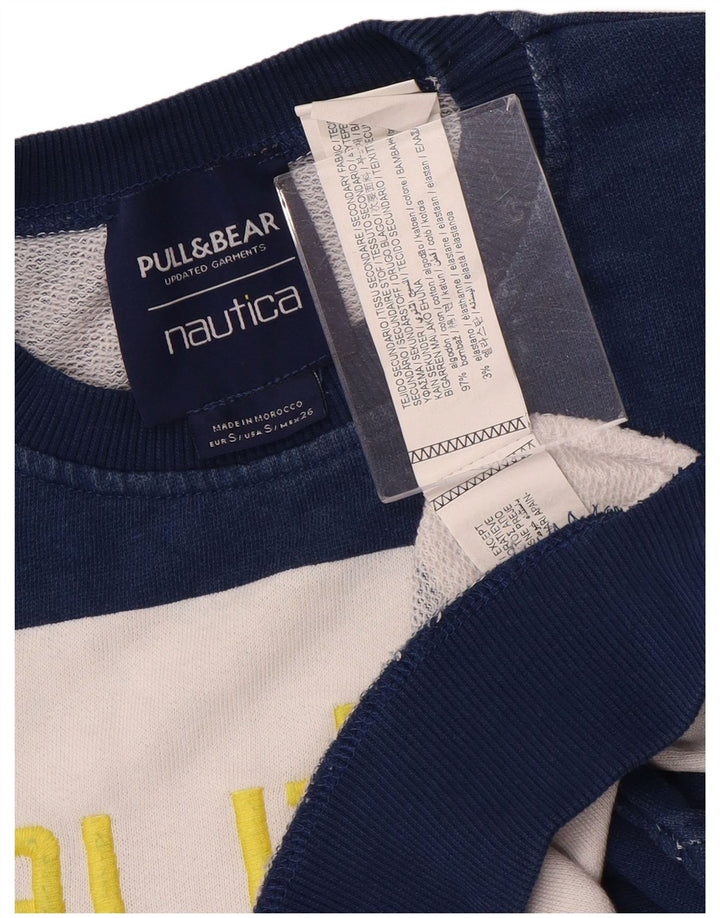 NAUTICA Donna Felpa Oversize Maglione UK 10 Small Blu Navy a Righe