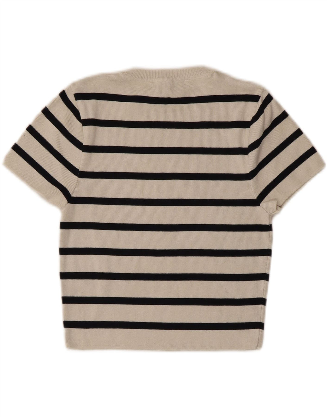 ZARA Womens Crop Blouse Top UK 12 Large Beige Striped Viscose