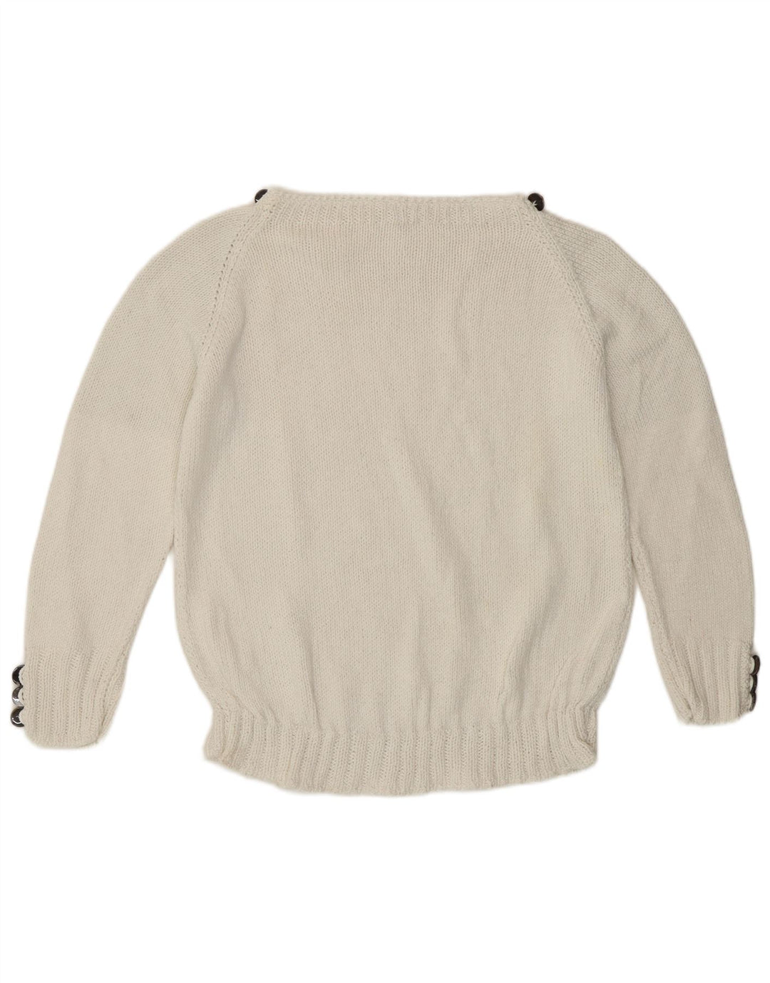Maglione maglione vintage da donna con scollo a barca UK 12 bianco medio