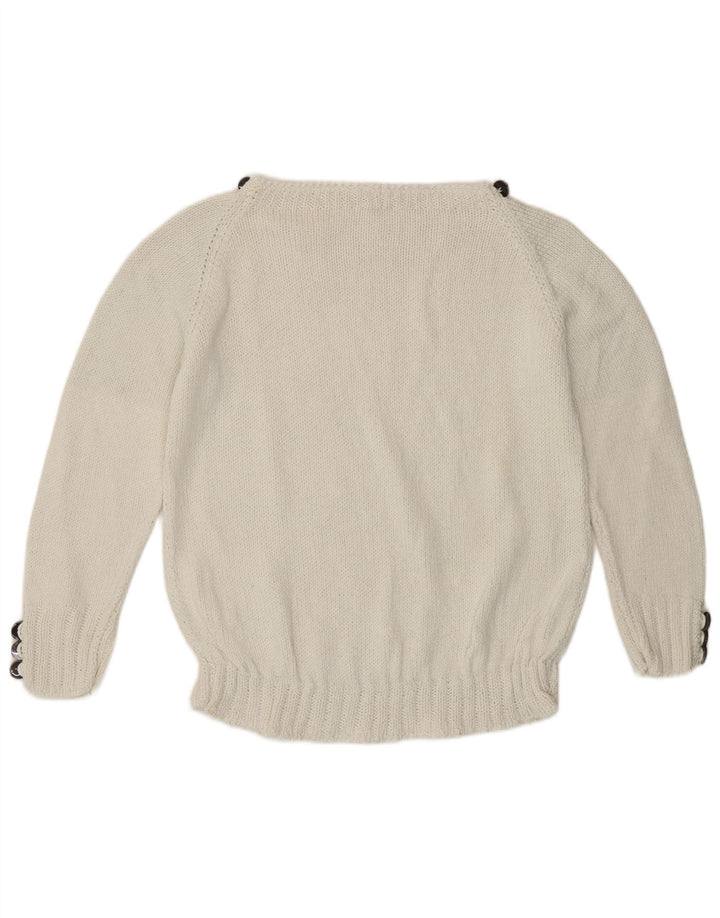 Maglione maglione vintage da donna con scollo a barca UK 12 bianco medio