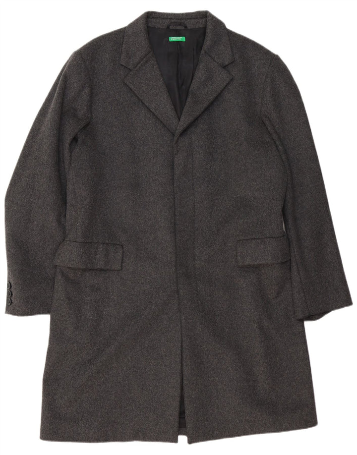 Cappotto Uomo BENETTON IT 52 XL Grigio Lana