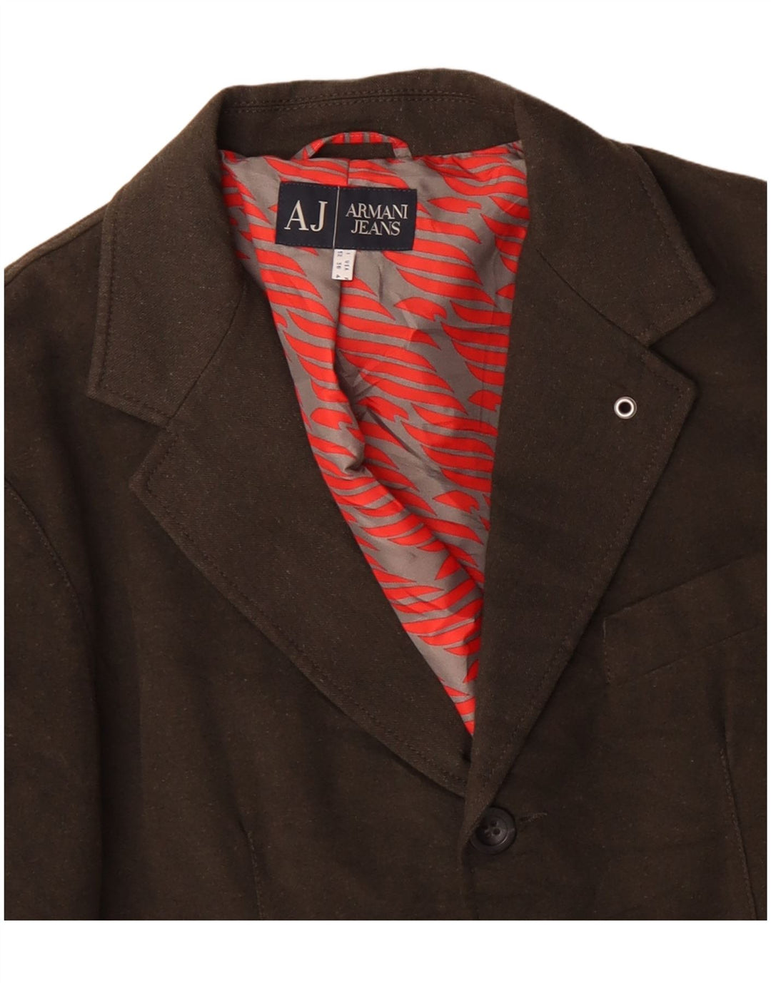 ARMANI JEANS Giacca blazer da uomo a 2 bottoni IT 52 Large in cotone kaki