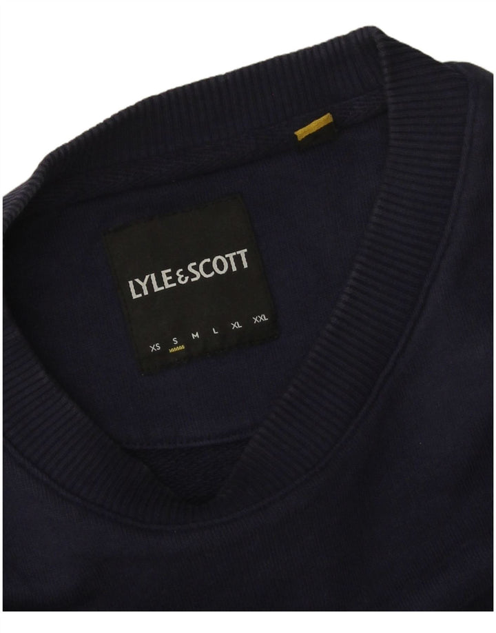 Felpa da uomo Lyle & Scott, piccola, in cotone color block blu navy
