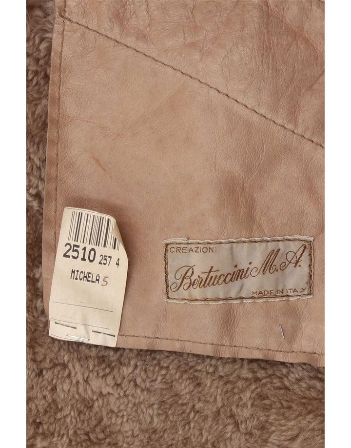 Giacca in shearling vintage da donna UK 12 marrone medio classico