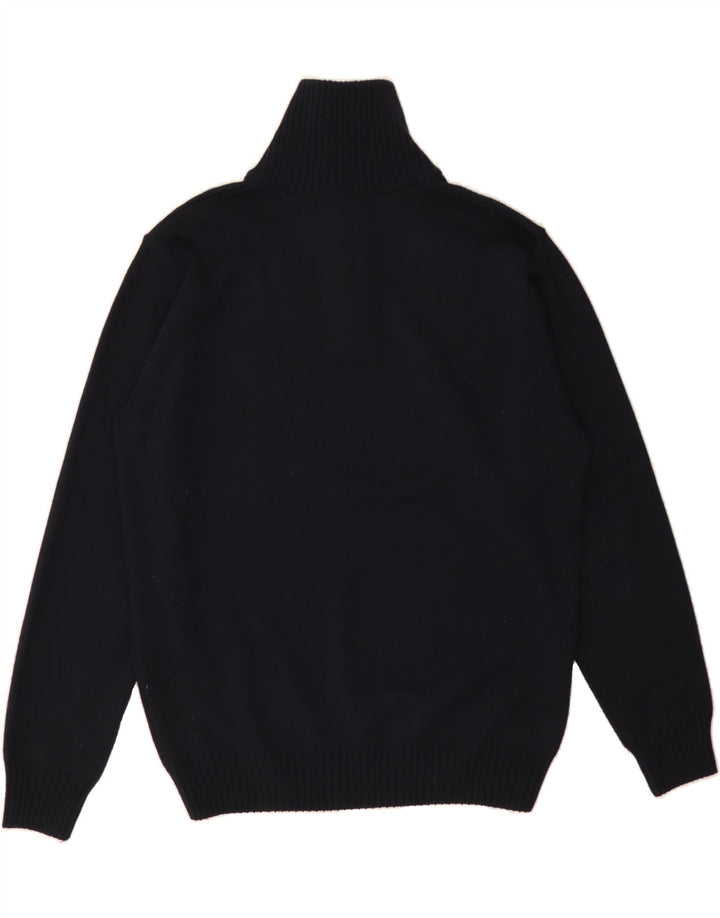 IL GRANCHIO Mens Zip Neck Jumper Sweater Large Navy Blue Wool Vintage Il Granchio and Second-Hand Il Granchio from Messina Hembry 