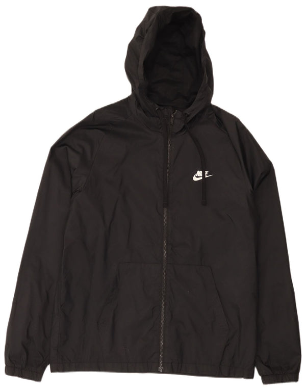 Giacca antipioggia con cappuccio da donna Nike UK 38 Medium Black Nylon Sports