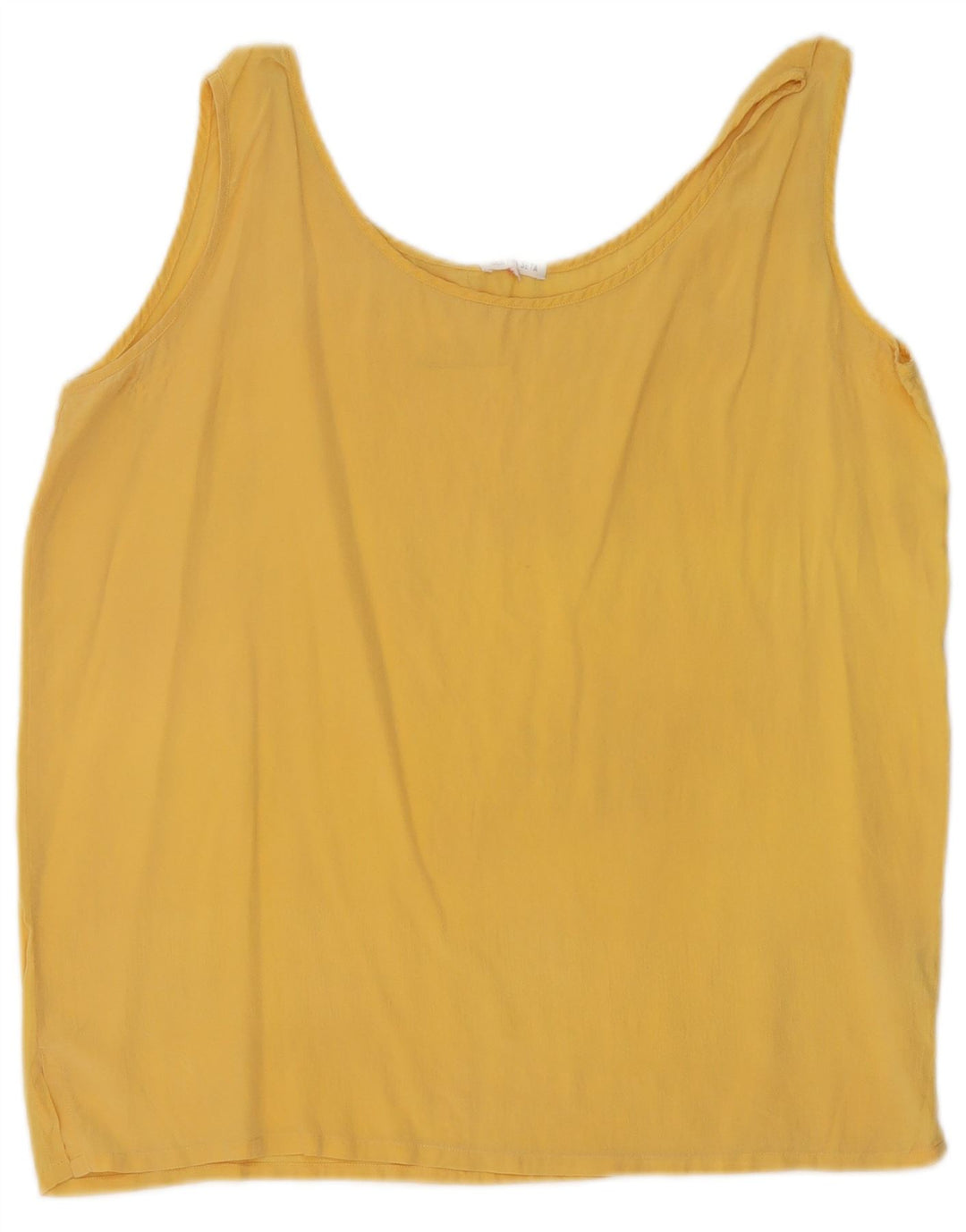 Top camicetta senza maniche vintage da donna UK 14 seta gialla media