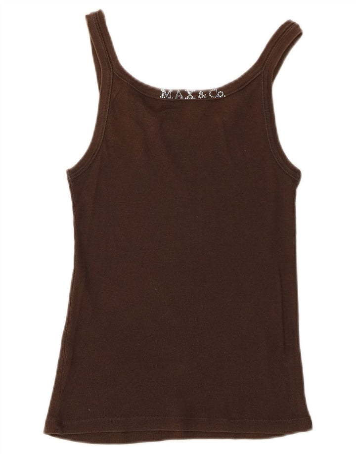 Max & Co. Canotta corta in tricot da donna UK 12 Marrone medio