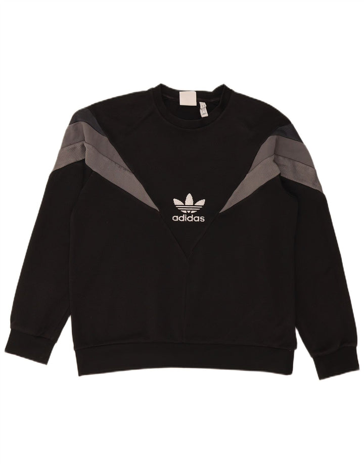 Adidas Felpa con grafica da uomo Maglione grande in poliestere color block nero